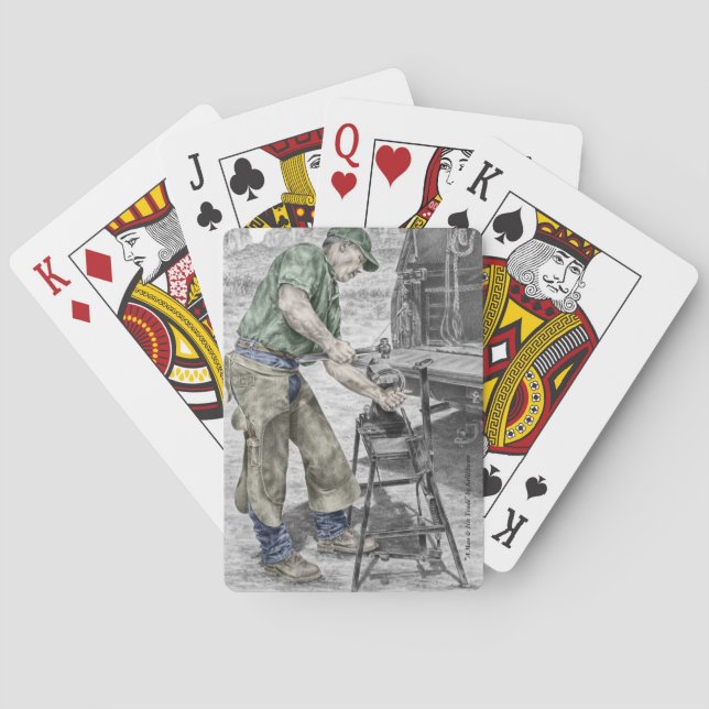 Farrier Blacksmith Using Anvil Poker Cards (Back)