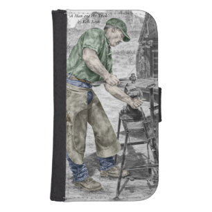 Farrier Blacksmith Using Anvil Galaxy S4 Wallet Case
