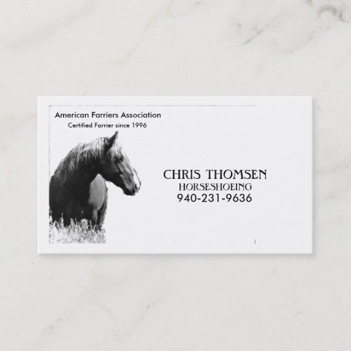 Customizable Farrier Card Business Cards