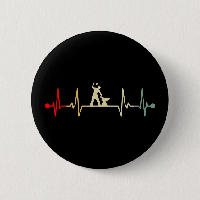 Farrier Heartbeat Design Vintage Button (Front)