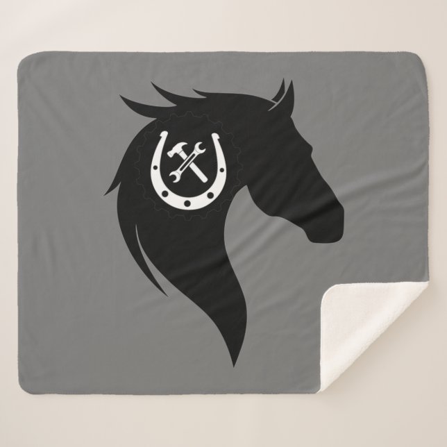 Farrier Horse Shoeing Horses Silhouette Graphic  Sherpa Blanket (Front (Horizontal))