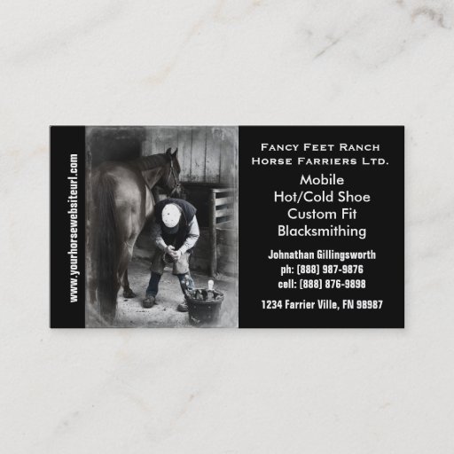 Customizable Farrier - Horseshoe Horse Hoof Services. Business Cards