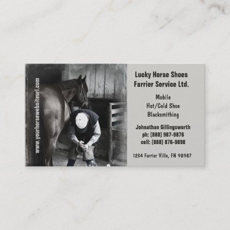 Farrier - Horseshoe Horse Hoof Services. Business Card