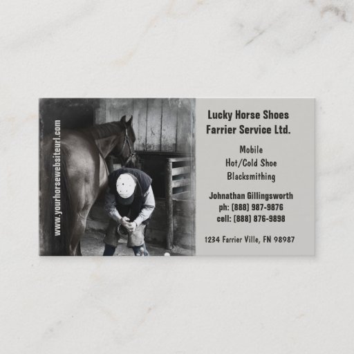 Customizable Farrier - Horseshoe Horse Hoof Services. Business Card