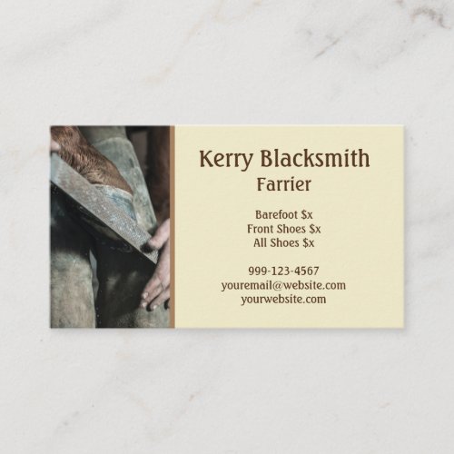 Farrier _ Horseshoeing and Barefoot Trim Business Card