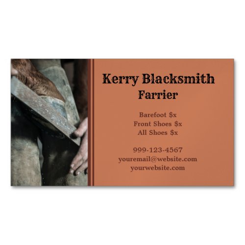 Farrier Horseshoeing and Trim Business Card Magnet