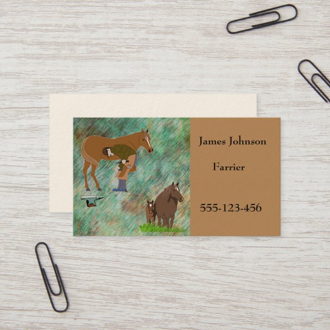 Farrier Horseshoeing Horse Business Cards (Front/Back In Situ)
