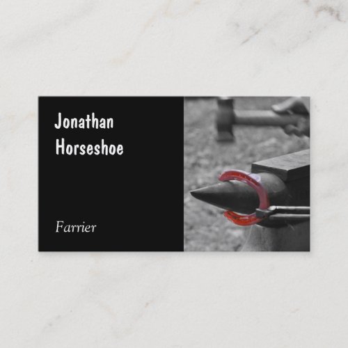 Farrier hot horseshoe business card