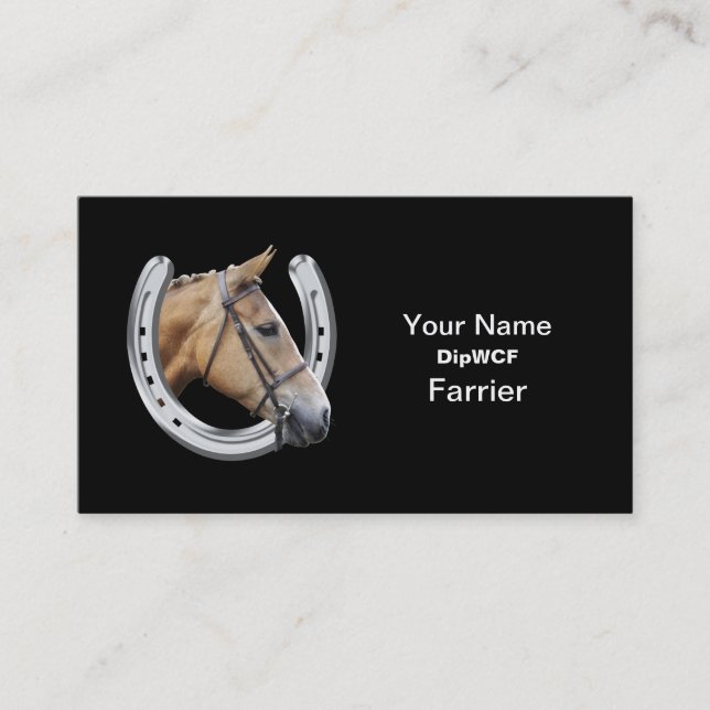 Farrier logo with horseshoe business card (Front)