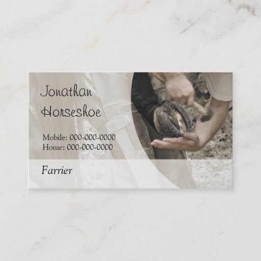 Customizable Farrier horseshoeing business card