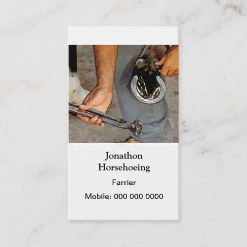 Farrier one sided business card