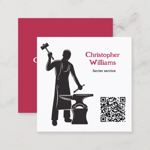 Farrier QR Code Square Business Card