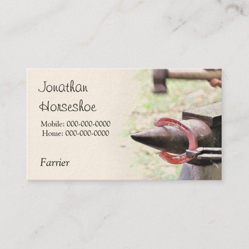 Farrier hot horseshoe business card