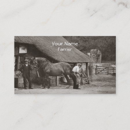 Farrier Shoeing A Horse Business Card