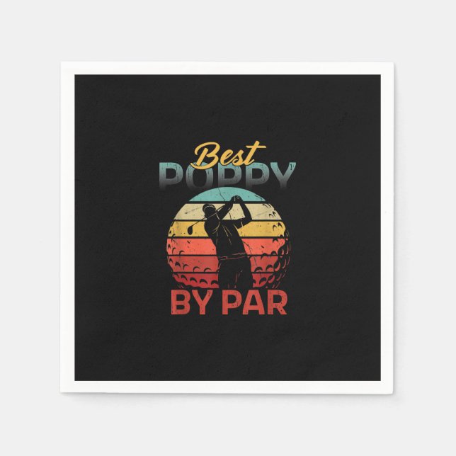 Fars Day Best Poppy Par Golf's Dad Grandpa Men Napkins (Front)