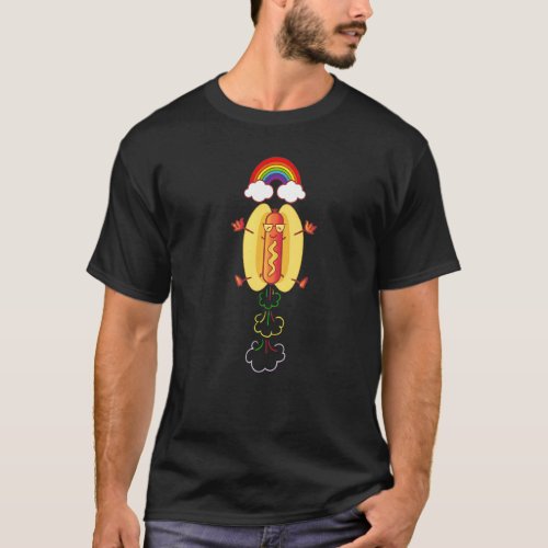 Fart Hotdog Rainbow Farting Flatulence Humor   T_Shirt