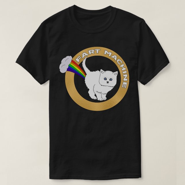 Fart Machine Funny Cat Rainbow T-Shirt (Design Front)
