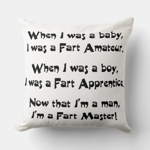 Fart Master Throw Pillow