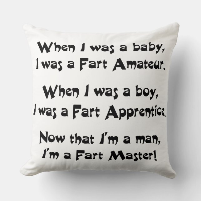 Fart Master Throw Pillow (Front)