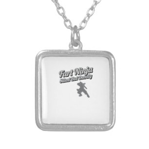 Fart Ninja Silent But Deadly Shirt Silver Plated Necklace