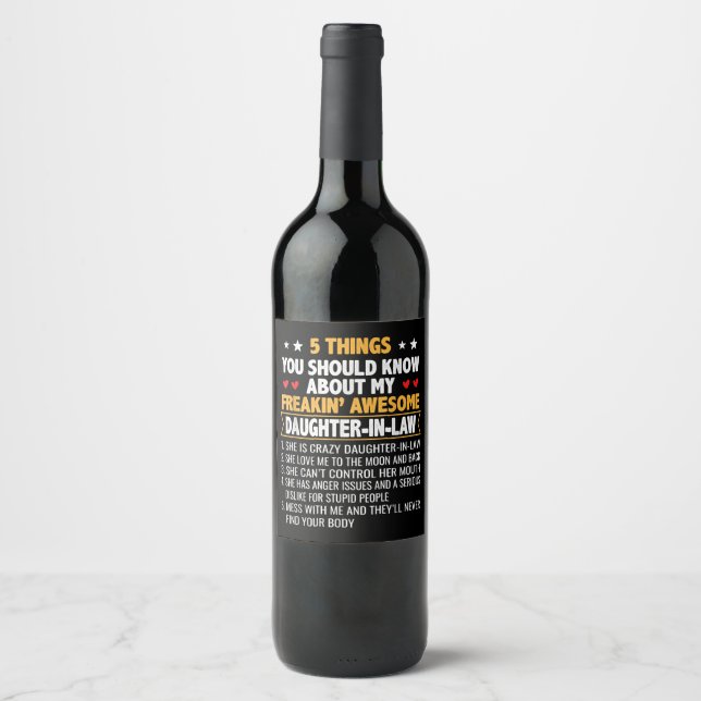 Farther And Mother In Law   From Daughter In Law Wine Label (Front)