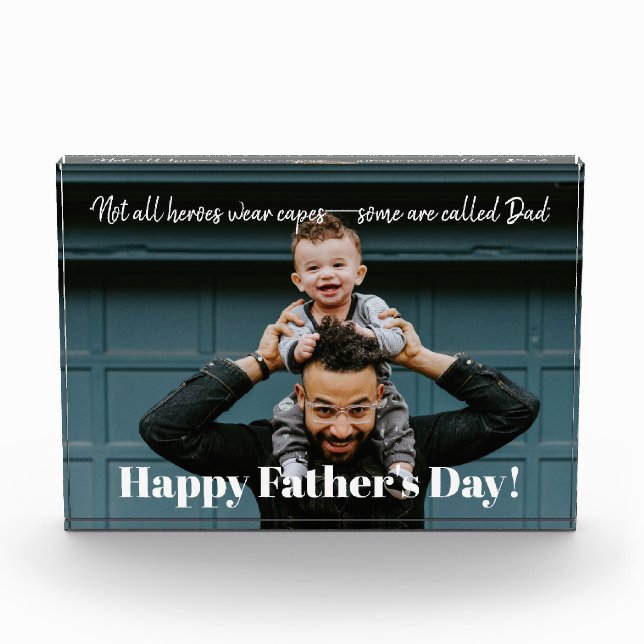 Farthers Day Dad is Hero Photo Personalized Block (Front)
