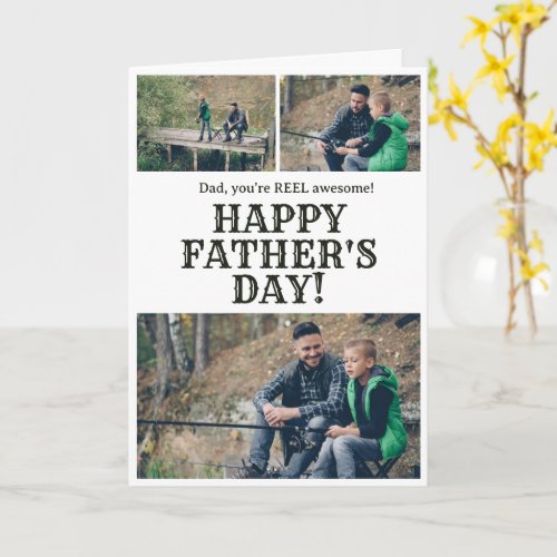 Farther's Day Fishing Reel Photo Personalized Card