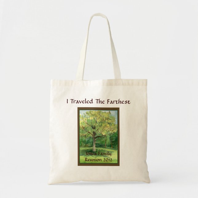 Farthest Traveled to Family Reunion Tote Bag (Front)