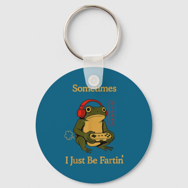 Fartin Japanese Sometimes I Gamer Frog Just Fun Keychain (Front)