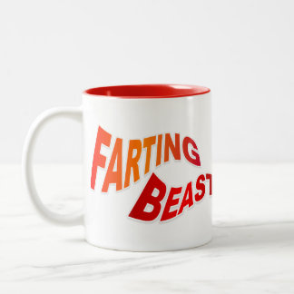 FARTING BEAST - hilarious innuendo humor Two-Tone Coffee Mug