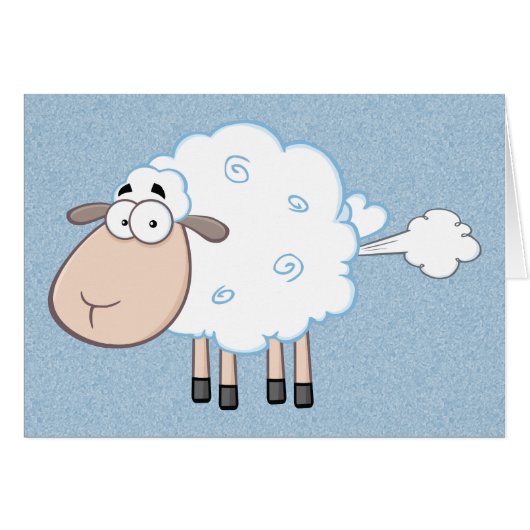 FARTING CARTOON SHEEP CARD (Front Horizontal)