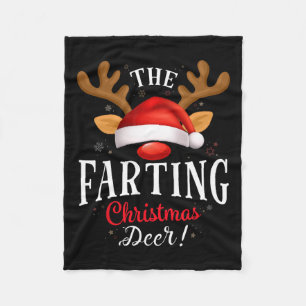 Farting Christmas Deer Pjs Xmas Family Matching Fleece Blanket