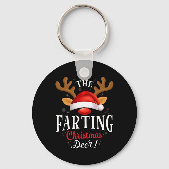 Farting Christmas Deer Pjs Xmas Family Matching  Keychain (Front)