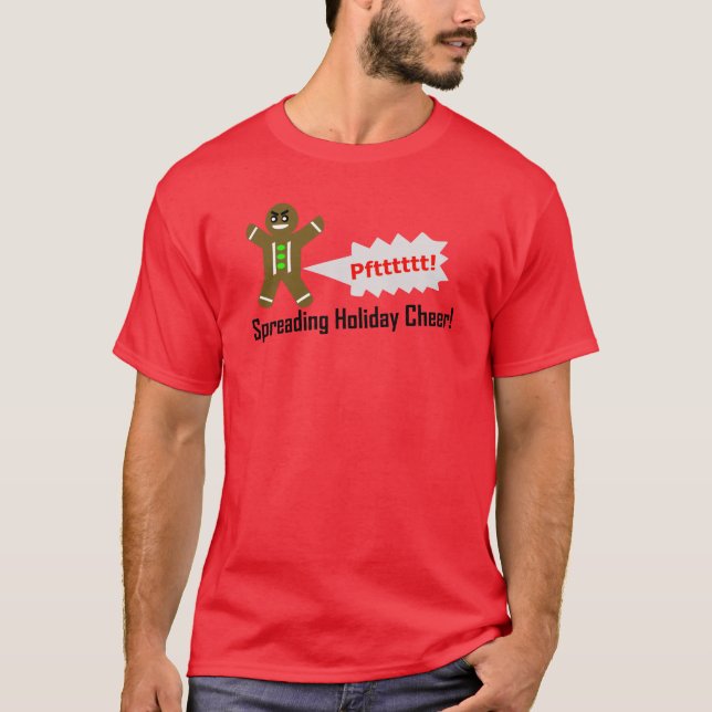 Farting Gingerbread Man Christmas T-shirt (Front)