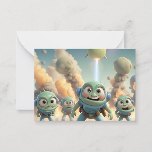 Farting Invading Aliens Note Card (Front)