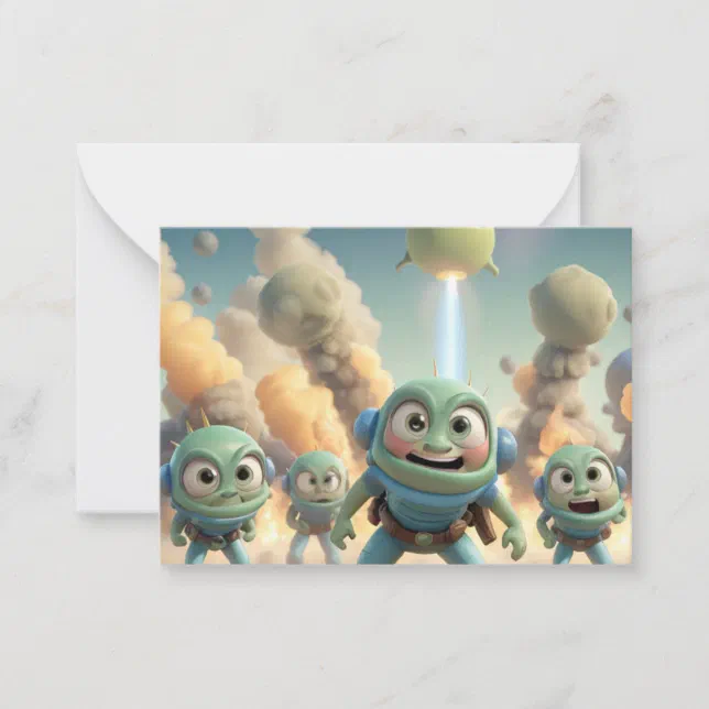 Farting Invading Aliens Note Card | Zazzle