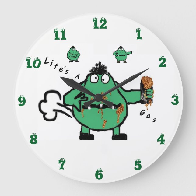 Farting 'Life's A Gas ' Wall Clock (Front)