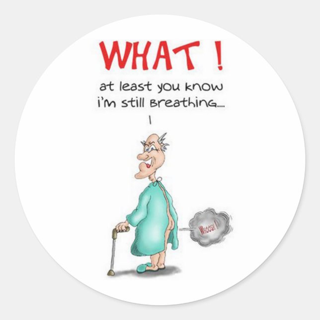 Farting Old Man Classic Round Sticker (Front)