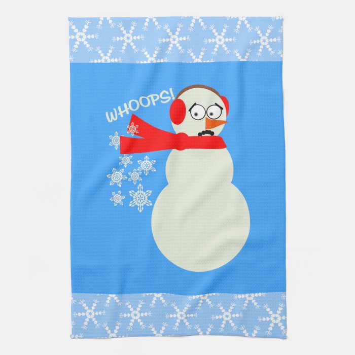 Farting Snowman Cartoon Hand Towel