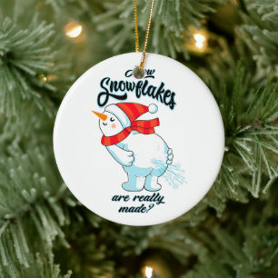 Farting Snowman How Snowflakes Are Really Made Ceramic Ornament
