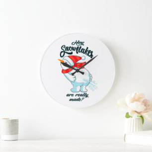 Farting Snowman How Snowflakes Are Really Made Large Clock