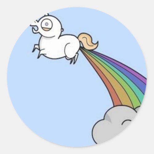 Farting Unicorn Classic Round Sticker