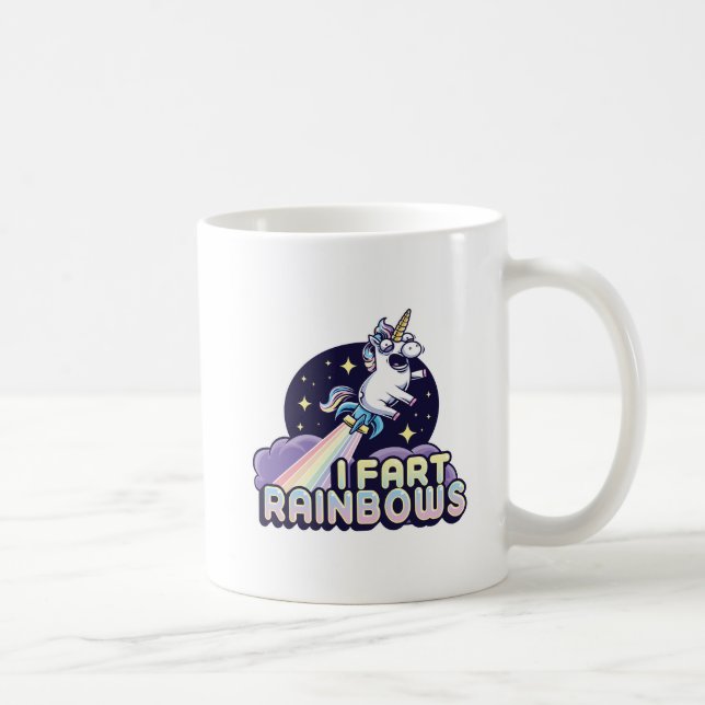Farting Unicorn - Funny Unicorn - I Fart Rainbows Coffee Mug (Right)