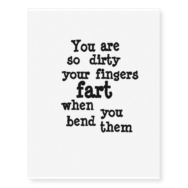 Farty Fingers  line Temporary Tattoos (Front)