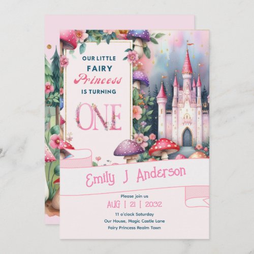 Farty Princess 1st Birthday Fairy Tale Fairycore Invitation