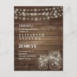Farwell Rustic Mason Jars Lights Goodbye Budget Holiday Postcard