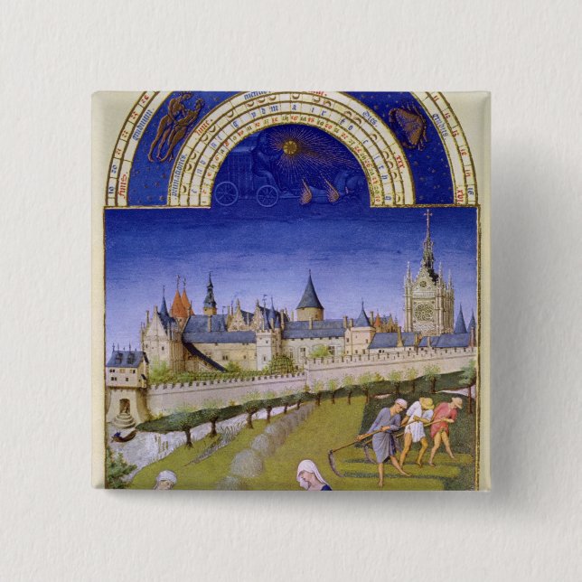 Fascimile of June: Haymaking Pinback Button (Front)