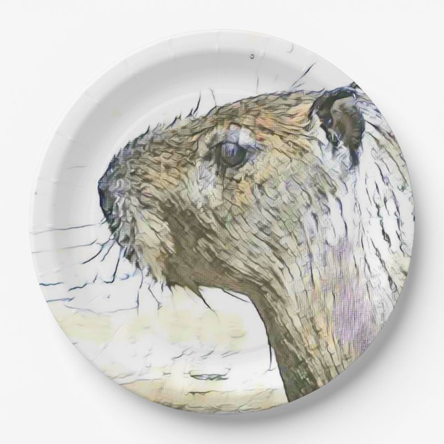 fascinating altered animals - Capybara Paper Plates (Front)