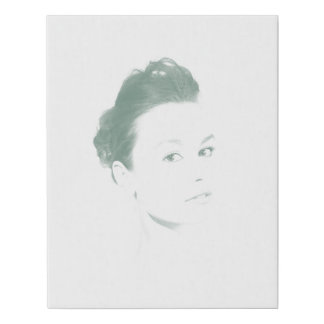 Fascinating Black and Green Bichrome Woman Face Faux Canvas Print