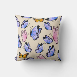 Fascinating butterfly patterns throw pillow